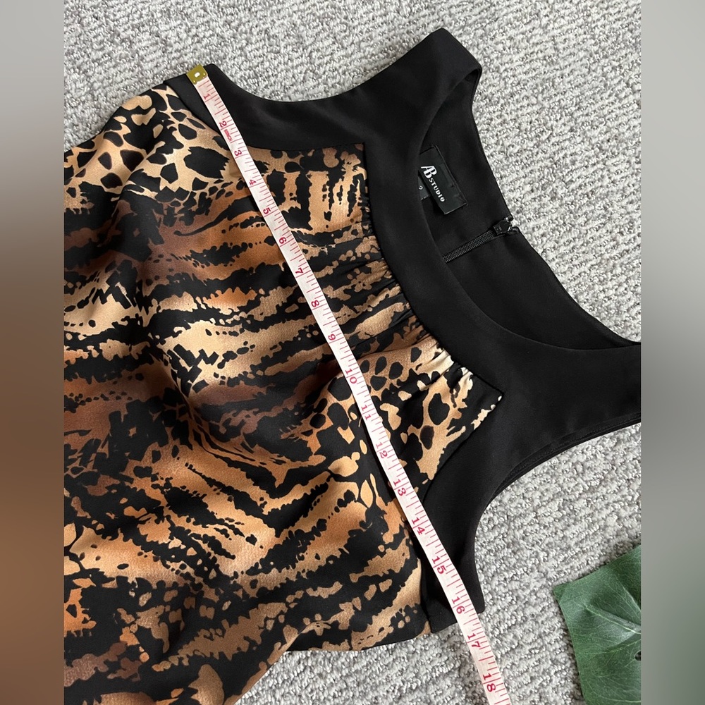 Ab Studio Animal Print U-neck Midi Dress Size 2 - Picture 13 of 16